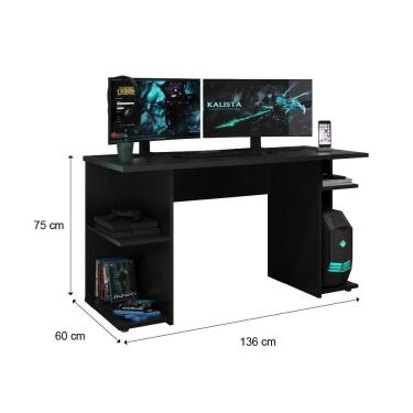 Imagem de Mesa Para Computador Gamer E Painel Para Tv Até 55 Polegadas Preto Carraro