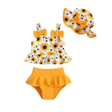 Imagem de Conjunto de biquíni Mioglrie Toddler Girl 2T-3T Yellow Daisy