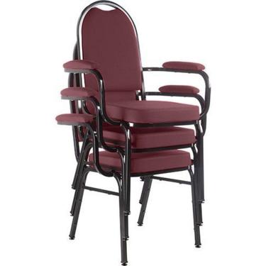 Imagem de Kit com 3 Cadeiras para Auditório Linha Hotel Vermelho