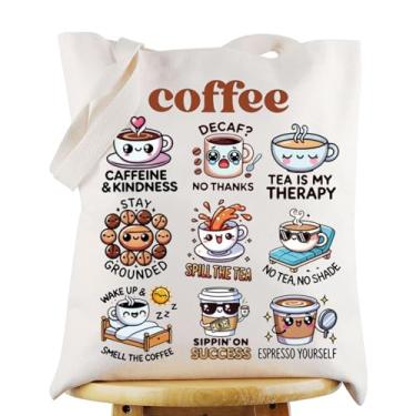 Imagem de G2TUP Sacola de lona de café, cafés, bebedores, presentes, chá é minha terapia, bolsa de ombro com tema de cafés (Coffee TG)
