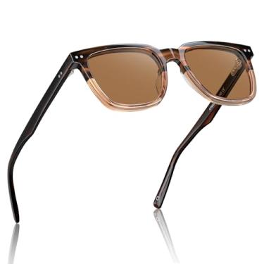 Imagem de Óculos de Sol CARFIA Masculino - Clássico Quadrado Retrô em Acetato com Lentes Polarizadas e Proteção UV - Ideal para Dirigir e Atividades ao Ar Livre