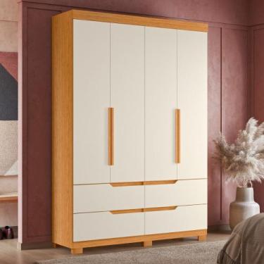 Imagem de Guarda Roupa Casal 4 Portas 4 Gavetas com Pés Doble Albatroz, Cinamomo