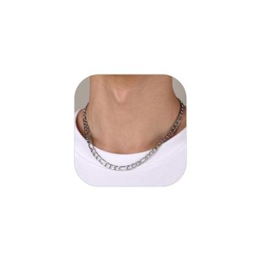 Imagem de Colar de corrente Figaro de 3 a 13 mm da ChainsHouse em aço inoxidável/corrente de elos de fígaro banhada a ouro 18 K para homens e mulheres, 45,7 a 76,2 cm, joias modernas