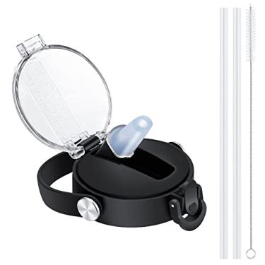 Imagem de HYDROWION Tampa de canudo com trava de botão para garrafa de água de boca larga 12, 18, 24, 32, 40, 1,8 g, ótima tampa para Hydro Flask, Takeya, frasco de ferro, preto