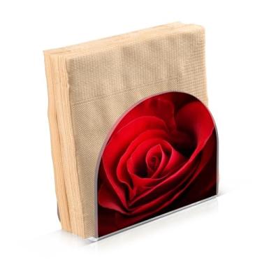 Imagem de Porta-guardanapos rosa vermelha dos namorados para decoração de cozinha de mesa porta-guardanapos de papel acrílico para sala de jantar interior exterior festa acessórios de férias