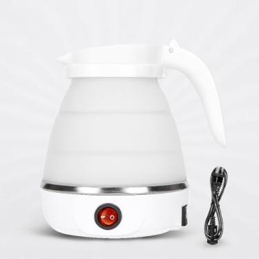 Imagem de Jarra Chaleira Elétrica Dobrável Portátil 220V – Silicone Retrátil Compacta para Viagens, Camping e Uso Doméstico – 600ml – Resistente ao Calor (Branco)