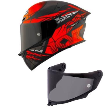 Imagem de Capacete KYT TT Revo Combustion Preto e Vermelho Mais Viseira Fumê