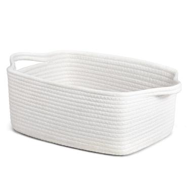 Imagem de CHICVITA Cesta de armazenamento para presentes, pequenas cestas de presente vazias para chás de bebê, cesta decorativa de corda de algodão com alças, cestas de brinquedo de bebê para prateleiras, 33 x