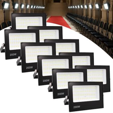 Imagem de Kit 10 Refletor Led 200w Holofote Bivolt Prova Dágua Frio