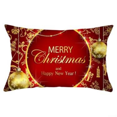 Imagem de Capa de almofada de Natal 30,5 x 50,8 cm capa de almofada decorativa de pele de pêssego macia com estampa de boneco de neve de árvore de floco de neve para sofá sofá cama cadeira carro decoração de