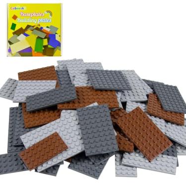 Imagem de Cabeeskii Conjunto de placas de 60 peças em 11 tamanhos 3 cores, placa de base de blocos de construção clássicos compatível com a maioria das marcas, conjunto de placas de construção (cinza escuro