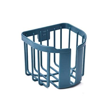Imagem de Cesto de lenços de papel decorativo sem perfuração, caixa de armazenamento de plástico adesivo para vaso sanitário, suporte de papel leve (azul)