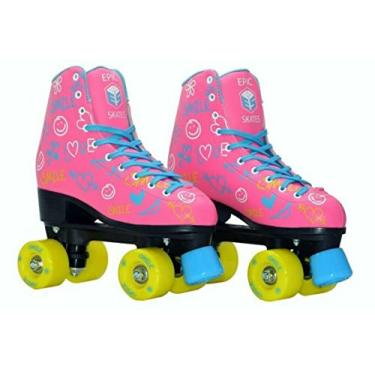 Imagem de Skates épicos blush moda interna/externa top alto Quad Roller Skates, rosa, Juvenile Size 10
