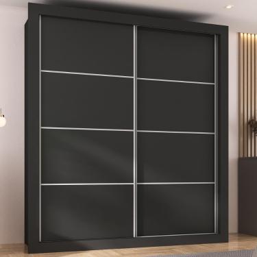 Imagem de Guarda-roupas Casal 2 Portas De Correr 4 Gavetas Chicago Multimóveis Mp4315 Preto Preto