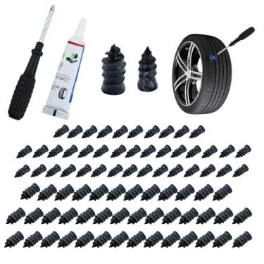 Imagem de Bntyok 80 peças de kits de reparo de pneu de reparo de pneu a vácuo para reparo de pneu plugue rápido ferramenta self-service adequado para reparo de perfuração de pneu de carro, motocicleta, Jeep