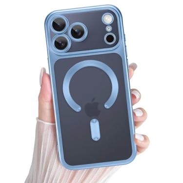 Imagem de tharlet Capa magnética para iPhone 17 Pro Max 17.5 cm fofa borda revestida de luxo transparente com proteção total da lente da câmera [compatível com Magsafe] [proteções contra quedas de grau militar