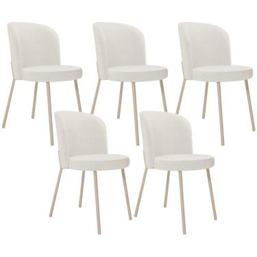 Imagem de Kit 05 Cadeiras Para Sala De Jantar Cozinha Estofada Gavi Arena L02 Linho Bege - Lyam Decor