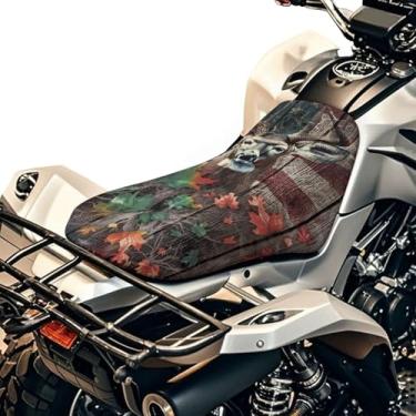 Imagem de gearider Capa de assento para quadriciclo de veado bandeira americana capas de assento de quatro rodas camuflagem caça à prova d'água poliéster acessórios ATV ajuste universal para Polaris Sportsman