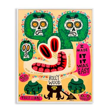 Imagem de Stupell Industries Arte giclée emoldurada preta com desenho caprichoso da cultura do México, design de Jorge R. Gutierrez, 20 x 16