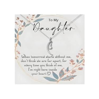 Imagem de Embtrem Presentes para filha, prata, lua, pingente de estrela, colar para mulheres, joias de aniversário, presentes para filha, mãe e pai, Aço inoxidável, Sem Pedra Preciosa