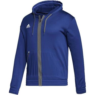 Imagem de adidas Moletom masculino com capuz com zíper e zíper azul royal | cinza GG