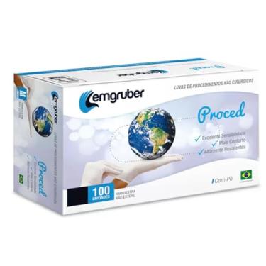 Imagem de Luva de Procedimento Não Cirúrgico, 100 Unidades, Látex com Pó Bioabsorvível, Ambidestra, para Uso Médico e Hospitalar (M)