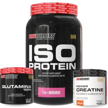 Imagem de Kit Whey Iso Protein Morango 2Kg + Power Creatina 100g + Glutamina 100% 300g - Bodybuilders