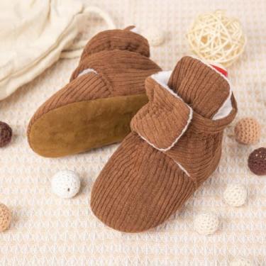 Imagem de Botas para bebês meninos e meninas macias de lã quente de inverno aconchegantes botas de algodão antiderrapantes sapatos de berço, Marrom, 12-18 Months Toddler