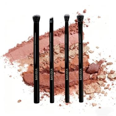 Imagem de Conjunto de pincéis de maquiagem veganos profissionais para sombra, delineador, sobrancelhas, cabelos macios – Pacote com 4