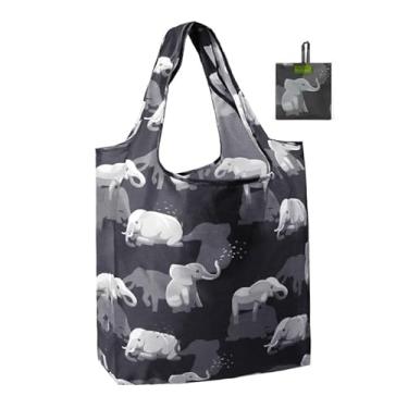 Imagem de Sacos de compras reutilizáveis de elefante, dobrável, sacolas de supermercado reutilizáveis de elefante, extra grandes, resistentes de 22,7 kg, laváveis na máquina, reutilizáveis para cozinha