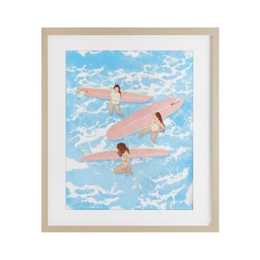 Imagem de Stupell Industries Impressão emoldurada Surfing Girls Trio Birch sob vidro, design de Ziwei Li, 40,6 x 33,5 cm