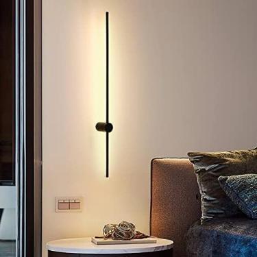 Imagem de Luzes De Parede Led Long Strip Luz De Cabeceira Interna Lâmpada De Parede Montada Nórdica Moderna Fundo Simples Luminária De Parede Linear Para Decoração De Cabeceira De Quarto, 31inch