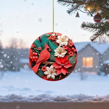 Imagem de 1 placa decorativa acrílica de 8,5 cm, ótimos presentes para amigos e familiares, aniversário, dia de ação de graças, ano novo, decoração de árvore de Natal (vermelho e verde)