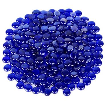 Imagem de Houseables Contas de vidro para vasos, mármores para vasos, mármores de vidro, enchimento, contas azuis, planas, pedras azuis, artesanato, seixos, pedras, pedras decorativas, plantas, florista, floral
