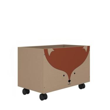 Imagem de Baú Organizador com Rodas - Caixote de Madeira para Brinquedos e Livros Infantil - 60x30x30cm(Raposa)