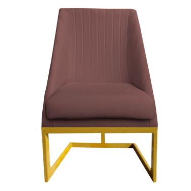 Imagem de Cadeira Para Sala De Jantar Ana Base De Ferro Veludo Rosê D'classe Decor