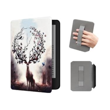 Imagem de Akacy Capa com estampa pintada com alça para Kindle Paperwhite de 6,0 polegadas 11ª geração lançada em 2022/2024 (Modelo: C2V2L3/RS23CV) Proteção de couro PU (27)