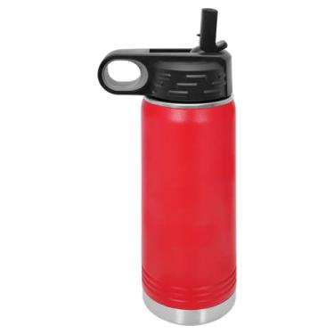 Imagem de Polar Camel Garrafa de água de aço inoxidável de 590 ml com tampa flip top e canudo (vermelho)
