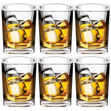 Imagem de AltarreT Pacote com 6 copos de shot de base pesada a granel, 62 g transparente Tequila Espresso Square Whisky Shot Glass Set para vodka, uísque, tequila, expresso, bebidas espirituosas e licores
