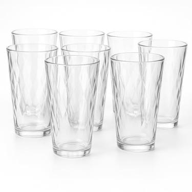 Imagem de Jogo de Copos de Vidro 465 ml – Kit 8 Unidades – Copos Altos Premium com Vidro Grosso, Design Facetado – Ideal para Água, Suco, Refrigerante e Drinks – Para Cozinha e Mesa Posta