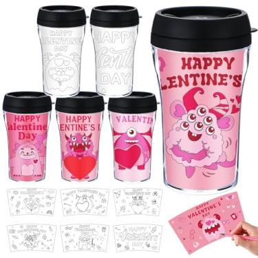 Imagem de Yiyiring Conjunto de 12 copos DIY para colorir seus próprios copos de 293 ml para colorir monstro dos namorados para crianças pinte suas próprias canecas de plástico para lembrancinhas de festa