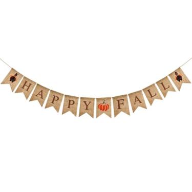 Imagem de Faixa de serapilheira Happy Fall pré-amarrada para outono de peru para festa de Ação de Graças ao ar livre, manto de lareira para parede, colheita interna, decoração de casa
