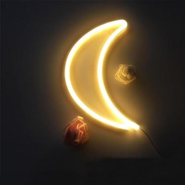 Imagem de Luminária LED Neon Letreiro Decoração Luz Parede USB Pilha Iluminação(Lua)