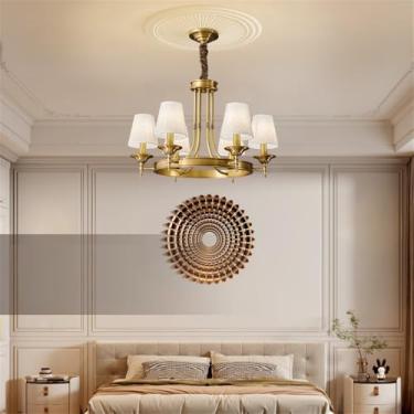 Imagem de Lustre americano de latão com LED, estilo europeu, luxuoso, para sala de estar, restaurante, quarto, villa, hotel, loja de roupas (6 lâmpadas)