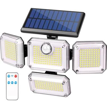 Imagem de Luz Solar De Segurança Para Exterior, Luminária De Jardim À Prova D'Água IP65 Com Sensor De Movimento PIR, Luz Solar Sem Fio Brilhante Com Controle Remoto Para Jardim E Garagem