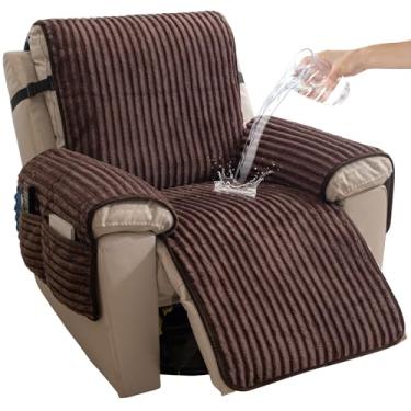 Imagem de HAOMAIJIA Capas de poltrona reclinável de pele sintética, antiderrapante, impermeável, que permanecem no lugar, quente, grossa, preguiçosa, capa reclinável para cães, protetor de móveis, adequado para