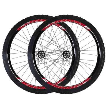 Imagem de Roda 29 vzan vnine 36f preto e vermelho com cubo k7 e pneus