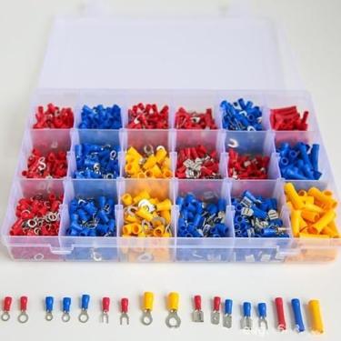 Imagem de 1400 peças anticorrosão sortidos conectores de fio elétrico de crimpagem sólido conjunto de terminais de cobre ferramenta de automóveis isolados