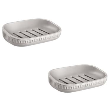Imagem de Kit com 2 Saboneteiras para Banheiro e Lavabo, Porta Sabonete em Plástico (CINZA CLARO)