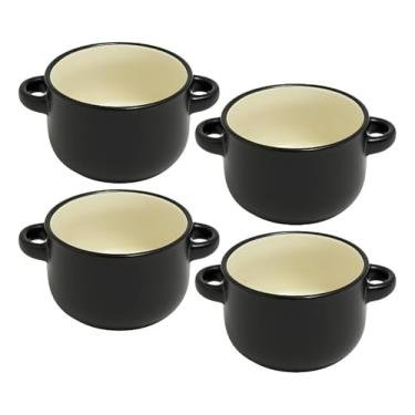 Imagem de Conjunto 4 Mini Cocottes Panelinha Com Alça Cerâmica Forno 310ml Preto